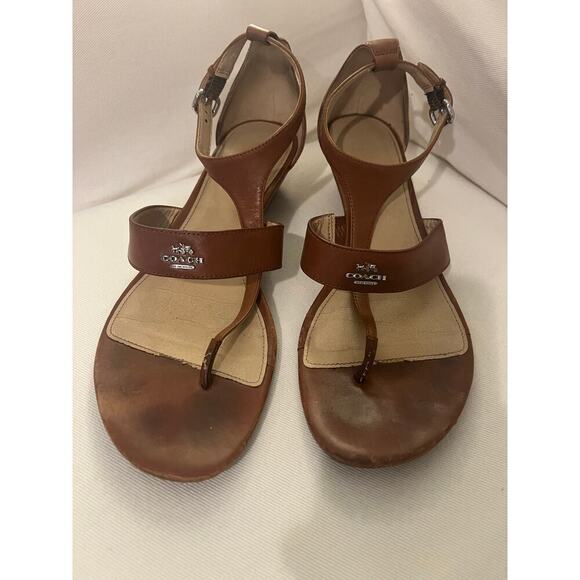 Coach Brown Strap Sandals - Picture 1 of 6
